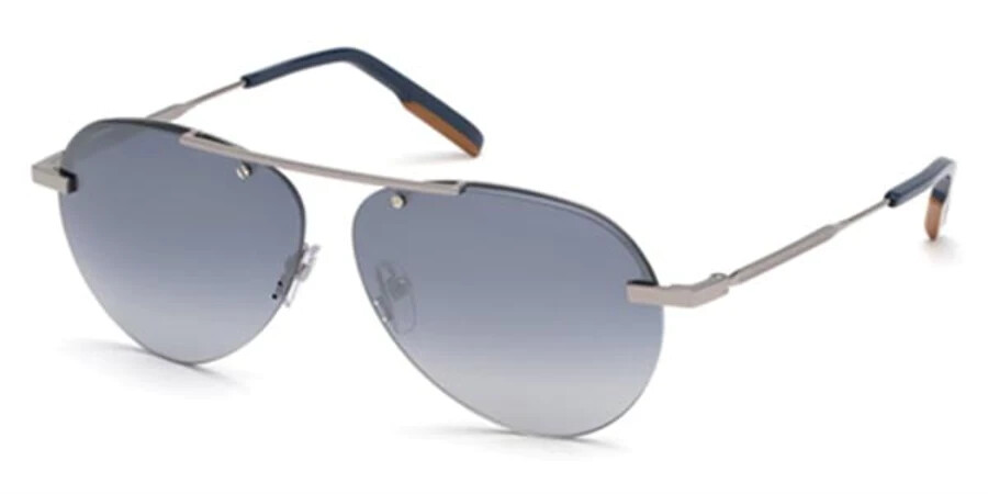 Authentic ERMENEGILDO ZEGNA EZ0117 14X Ruthenium Blue Mirror 61 mm (22-17)