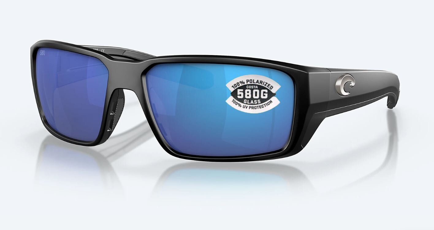 Costa Del Mar Fantail PRO Matte Black / Blue Mirror POLARIZED Glass 580G – NEW