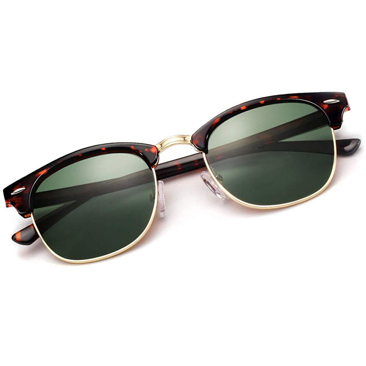 Retro Vintage Polarized Sunglasses Mens UV400 Half Metal Frame ClubSunglassesUSA