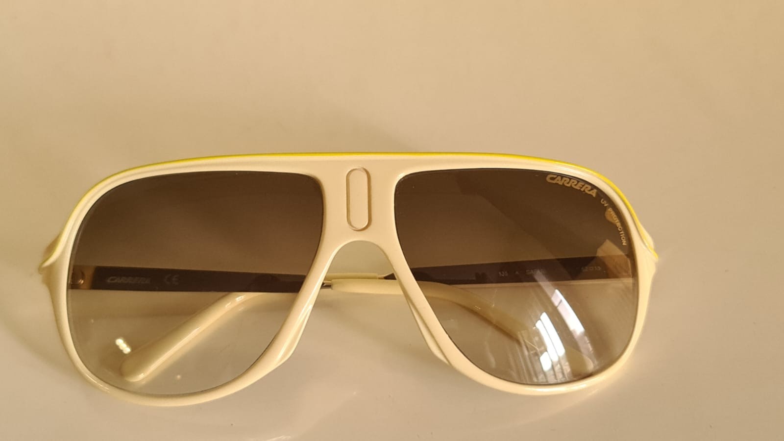 Vintage CARRERA Safari Sunglasses Ivory Oversized Frame Gradient Lenses 1980s