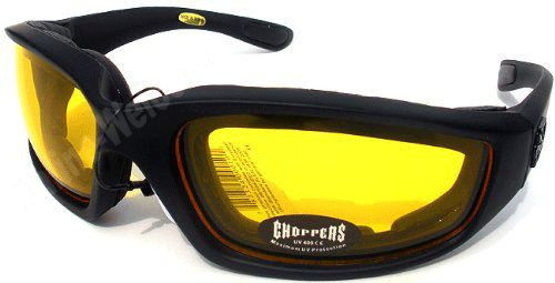 Night Driving Riding Padded Motorcycle Glasses 901 Black Frame with Yellow Lense