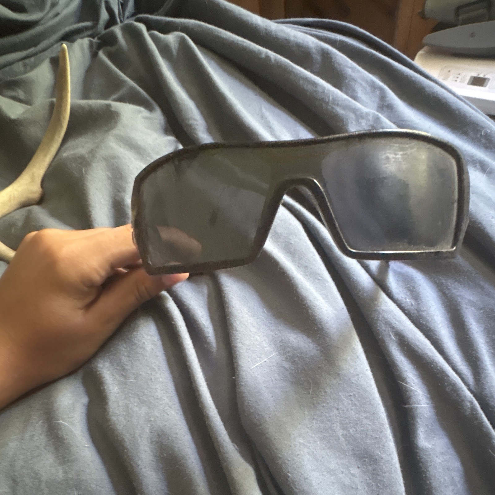 Unisex Adults Rectangle Sunglasses Black Plastic Frame Gray Tinted Lenses