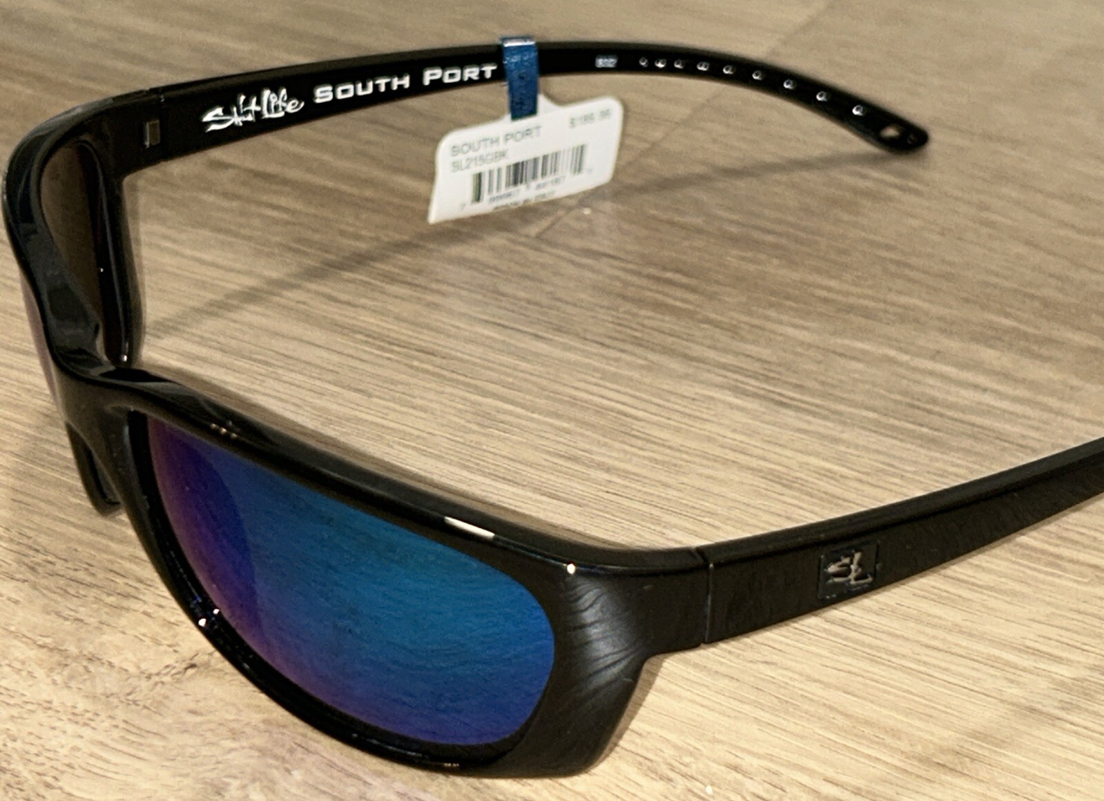 New Salt Life South Port Gloss Black Saltlife Smoke Blue Lens Salty $189 NWT