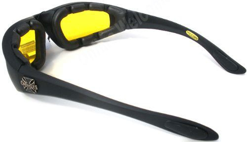 Night Driving Riding Padded Motorcycle Glasses 901 Black Frame with Yellow Lense