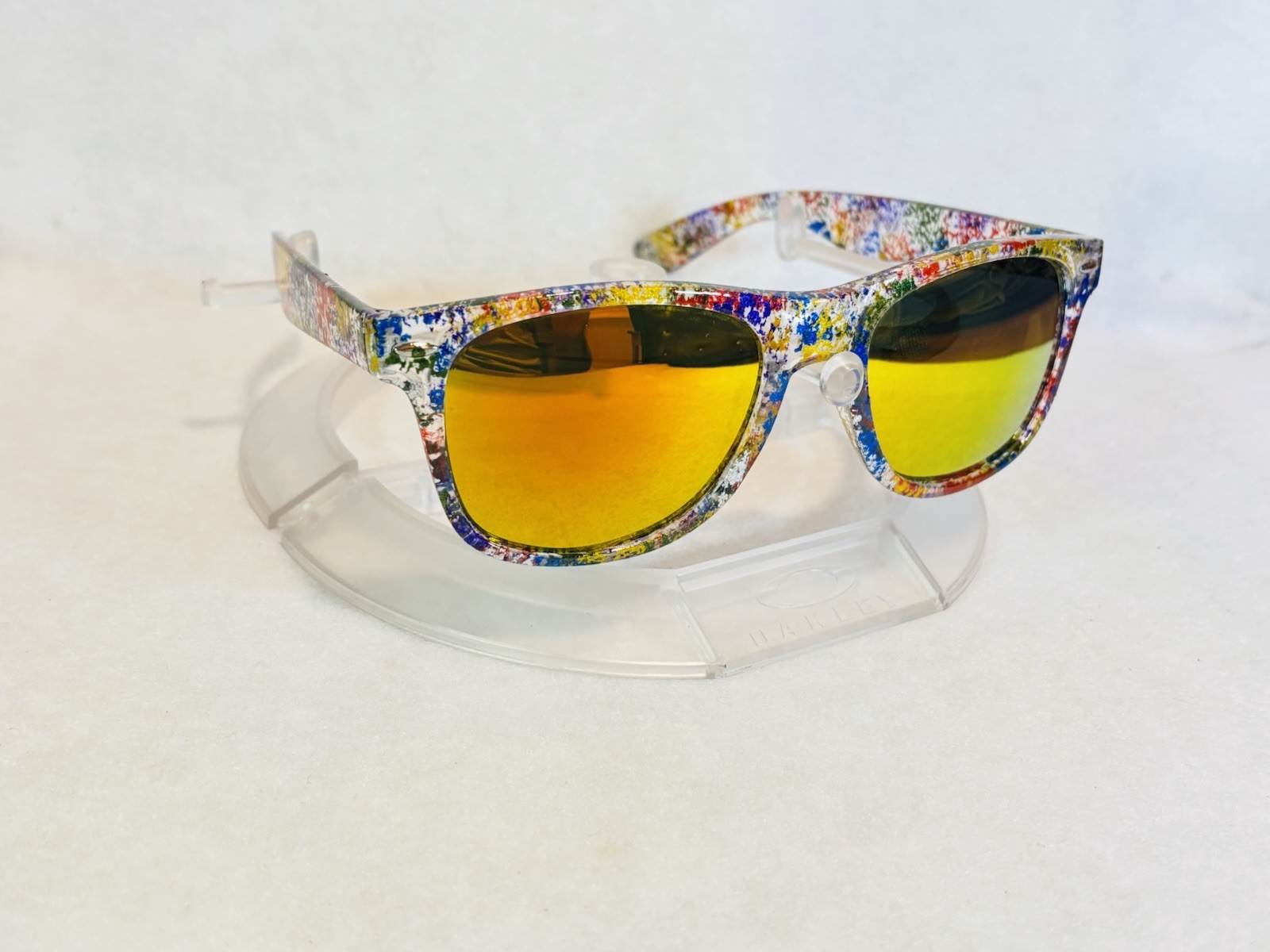 Custom PixelVivid Rainbow Metallic Marble Sunglasses with Gold Mirror Lenses