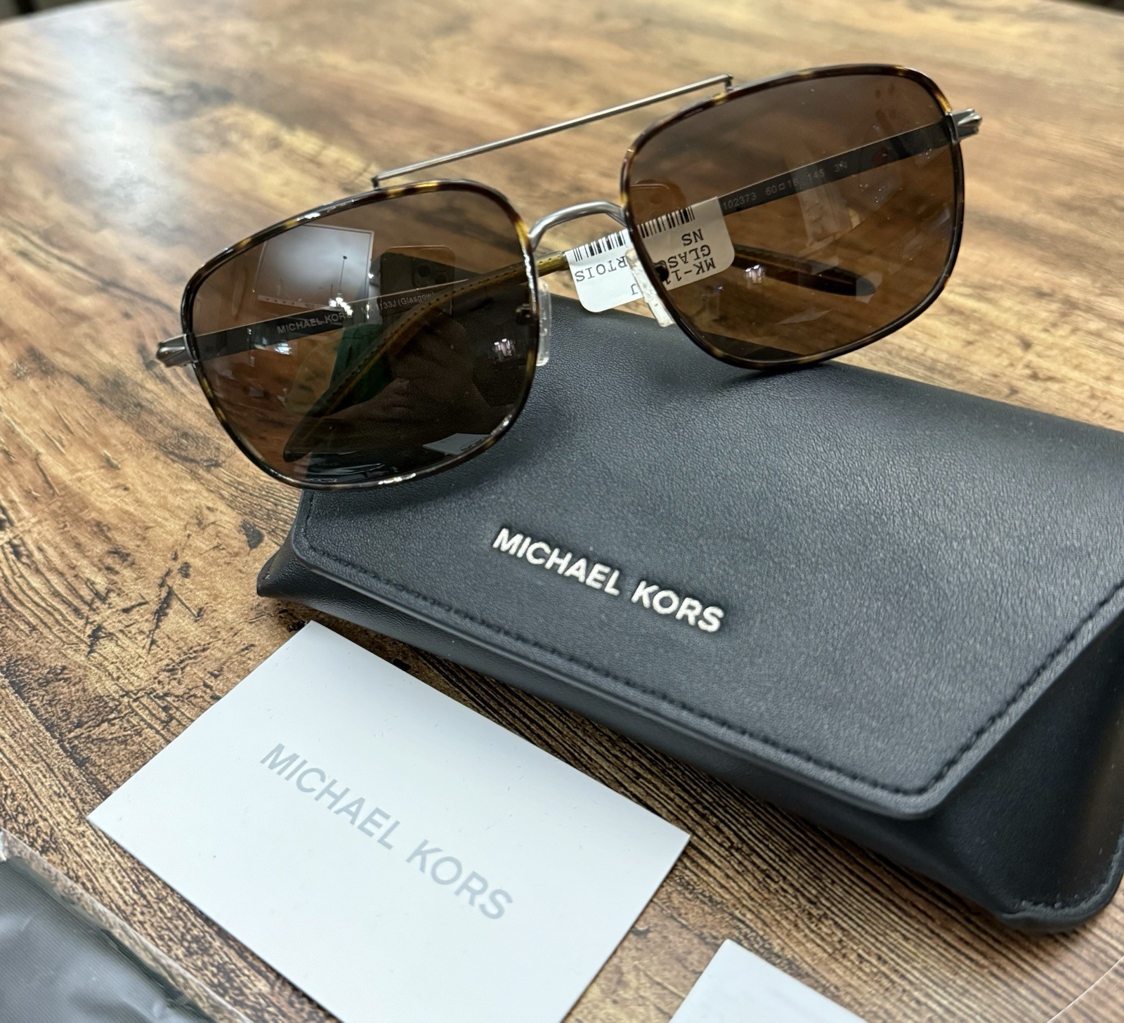 Michael Kors Navigator Sunglasses Glasgow Matte Gunmetal Tortoise MK1133J