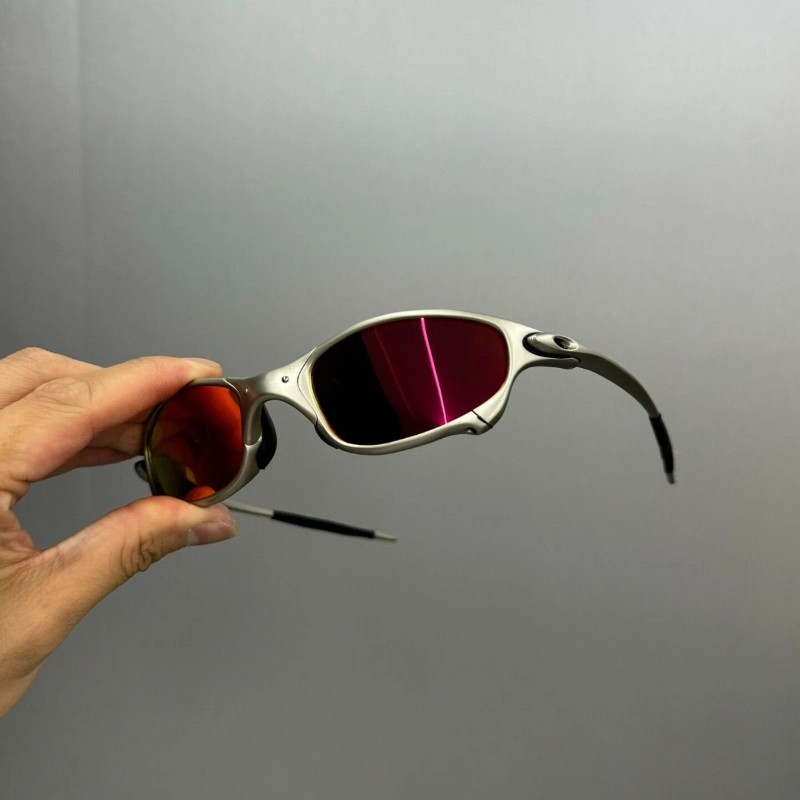 Oakley Vintage Juliet 1.0 X-Metal Polarized Sunglasses Red Lens Silver Frames