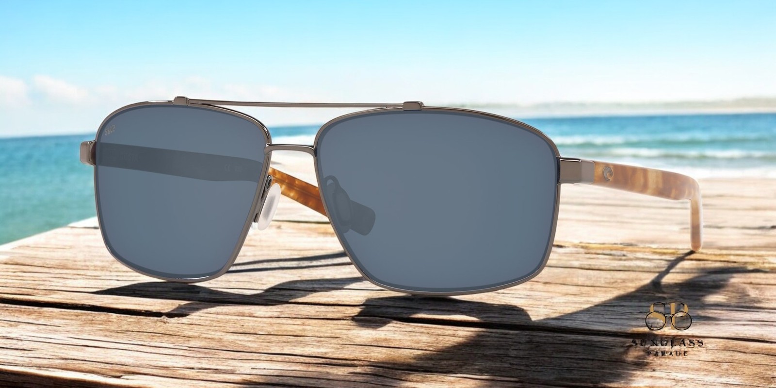 COSTA 6S4009 03 Flagler 212 Shiny Dusk Gray 57mm Men’s Polarized Sunglasses 580P