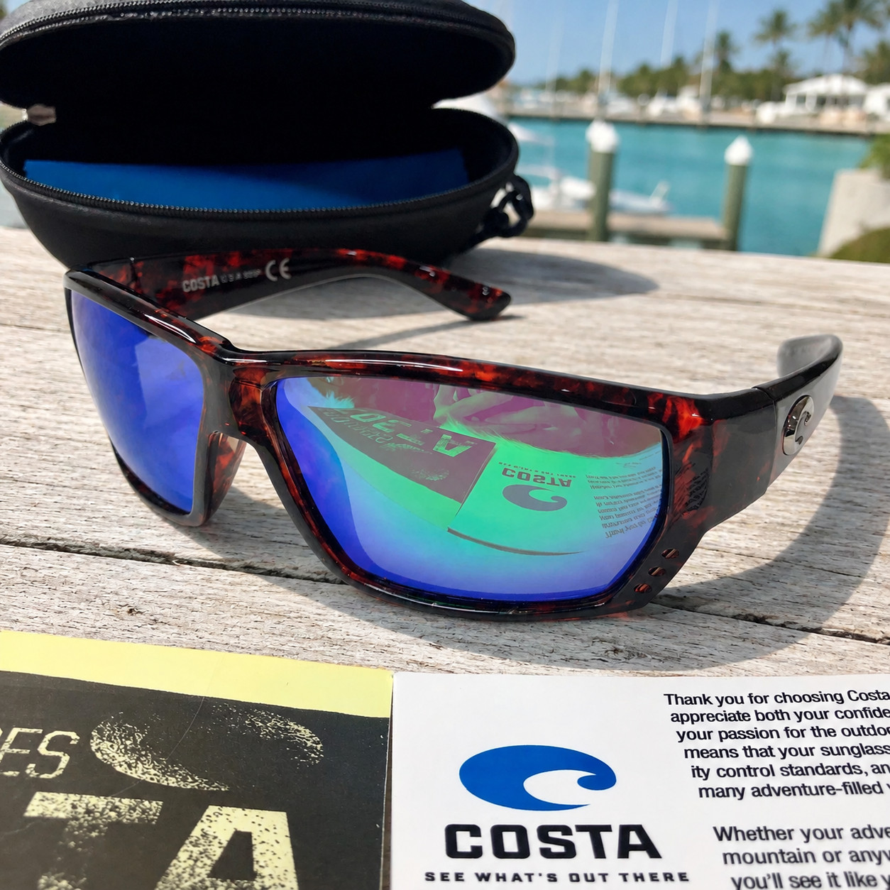 NEW Costa Del Mar Fantail Polarized Sunglasses Tortoise Blue Mirror 580P UV400