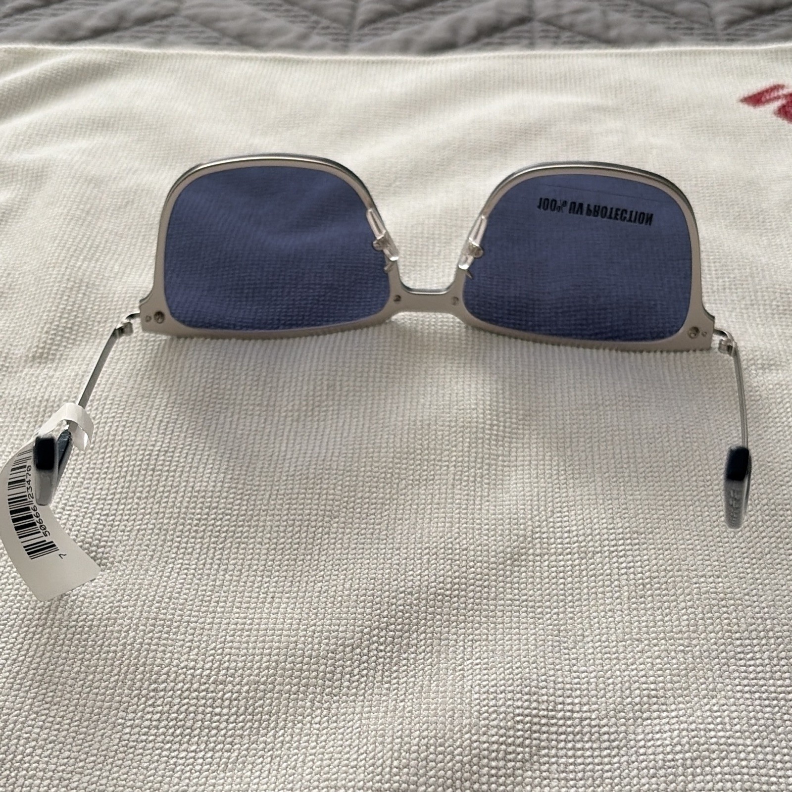 Zegna Men’s Square Metal Sunglasses Black Frame Blue Tinted 100% UV Lightweight