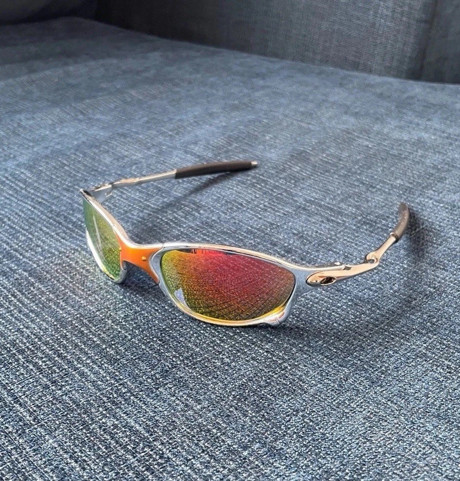 Retro Oakley-Like Juliet Y2K Sports Sunglasses. Orange Lens. No Case