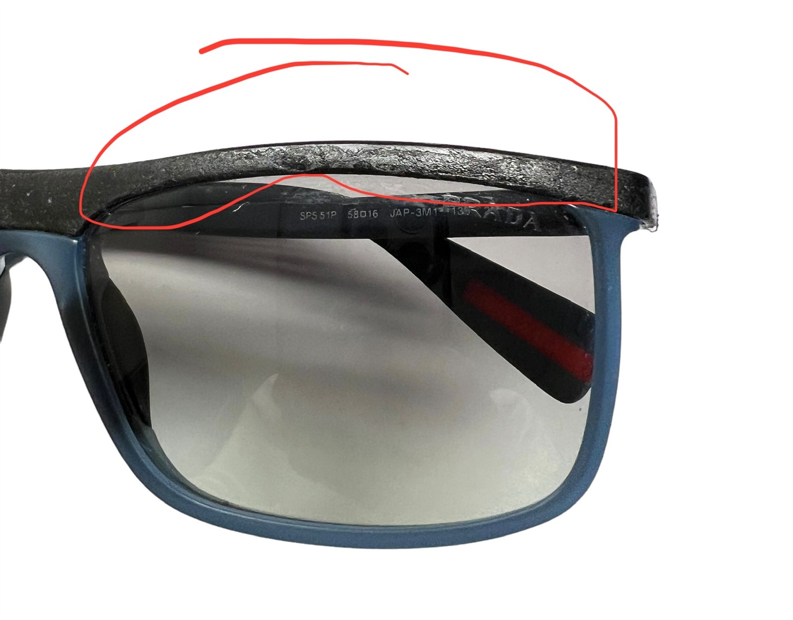 Prada SPR 51P JAP-3M1 Sunglasses Black Rubber on Transparent Matte Blue – READ