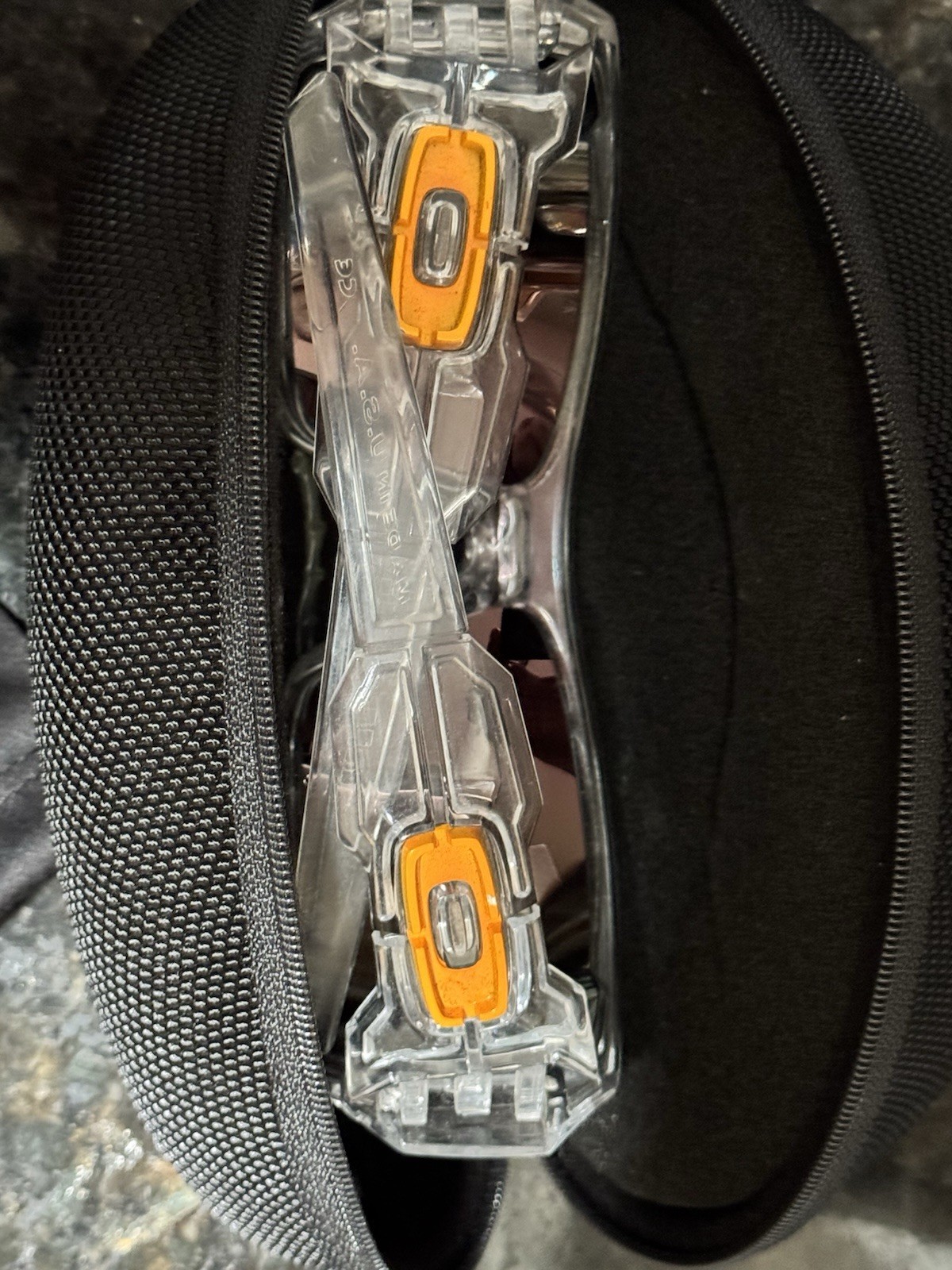 Oakley Oil Rig Polished Clear Frame Fire Iridium Lens Chrome Icons RARE