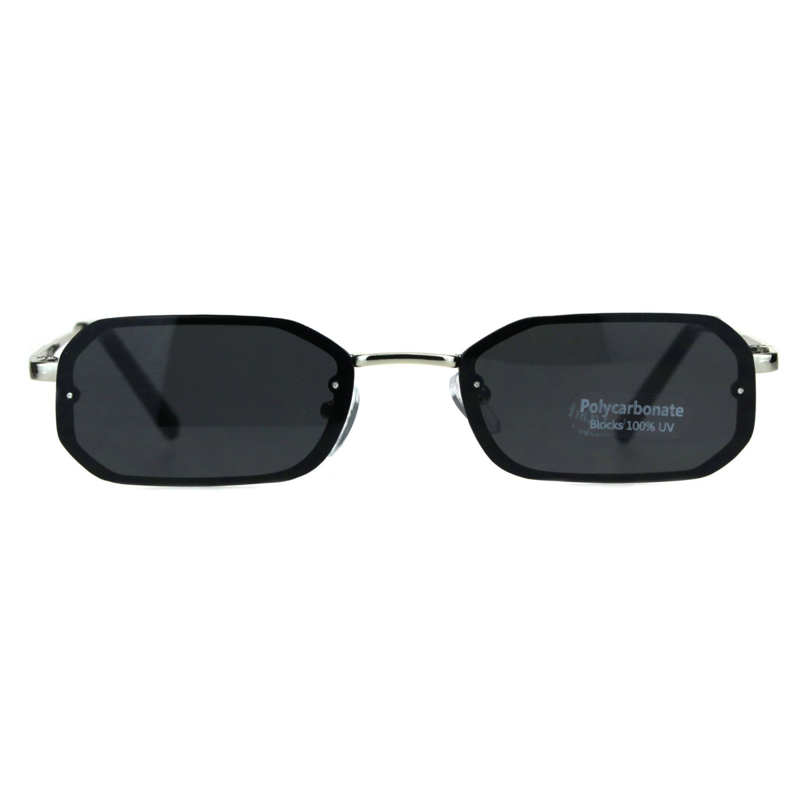 Mens Retro Octagonal Narrow Exposed Edge Pimp Sunglasses