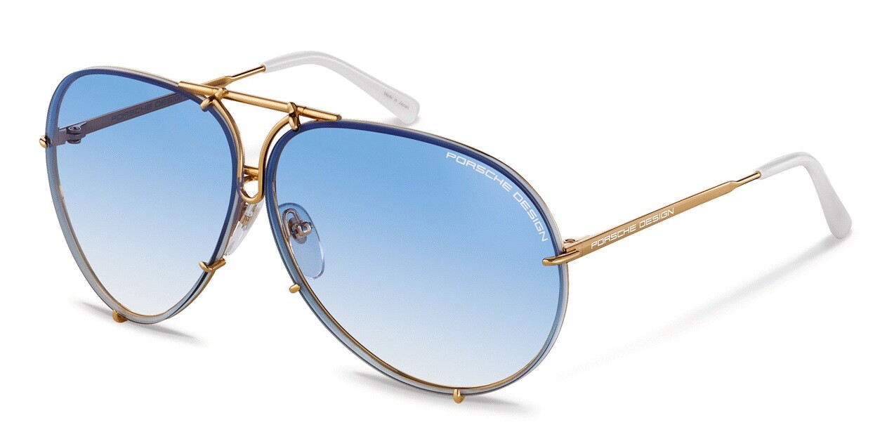 Porsche Design P8478 Iconic Sunglasses W Yellow Gold/Blue Gradient +Extra Lenses