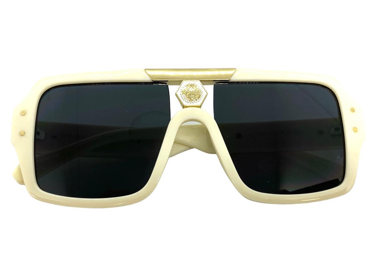Classic Retro Hardcore Hip Hop Rapper Pimp SUN GLASSES Thick Square Cream Frame