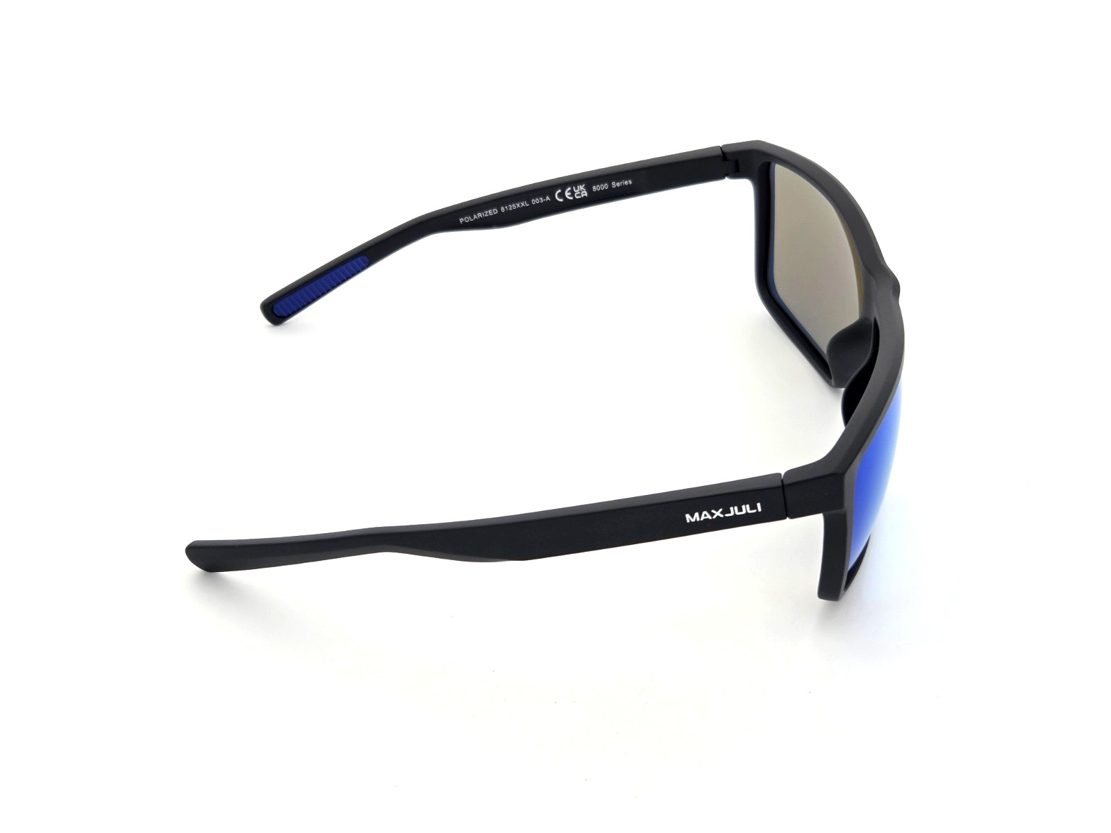 Men’s XXL Wide Fit Polarized Square Sunglasses TR90 Matte Black Blue Mirror Lens