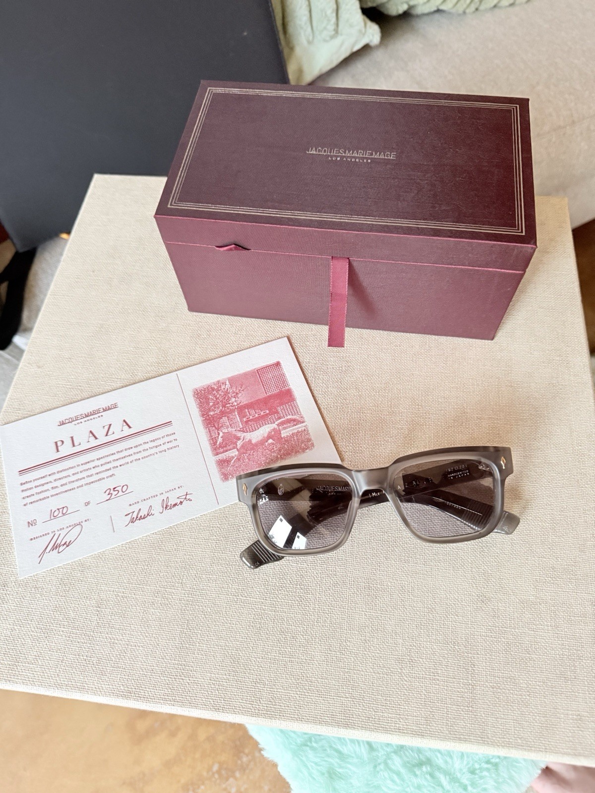 Authentic Jacques Marie Mage PLAZA sunglasses in Charcoal, LE, No. 100 of 350