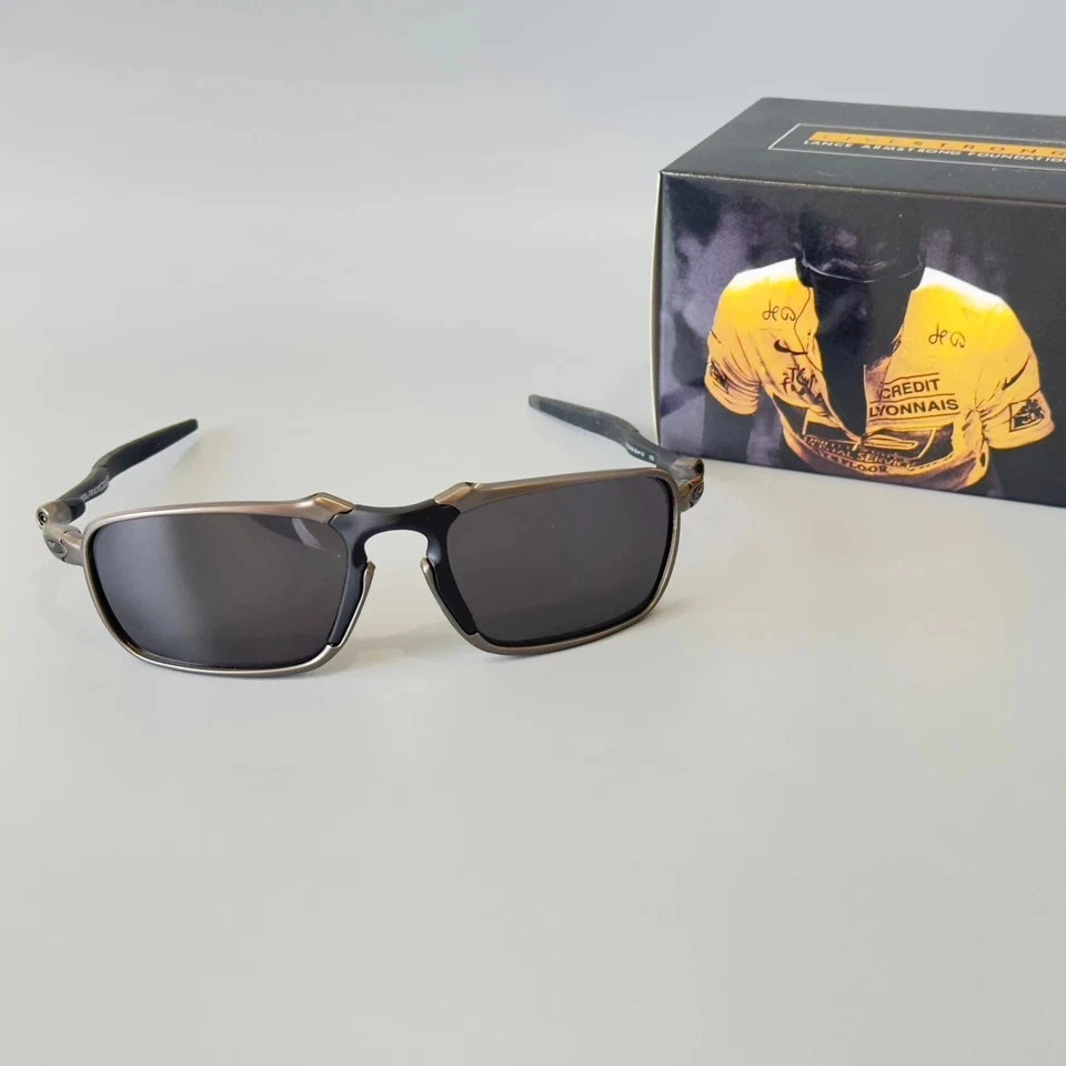 Oakley Badman OO6020 Sunglasses Gun Gray Frame Black Polarized Lens