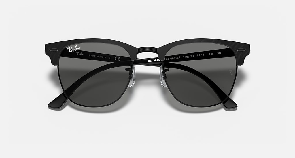 Ray-Ban Clubmaster Marble Black / Dark Grey 51 mm Sunglasses RB3016 114517 51-21