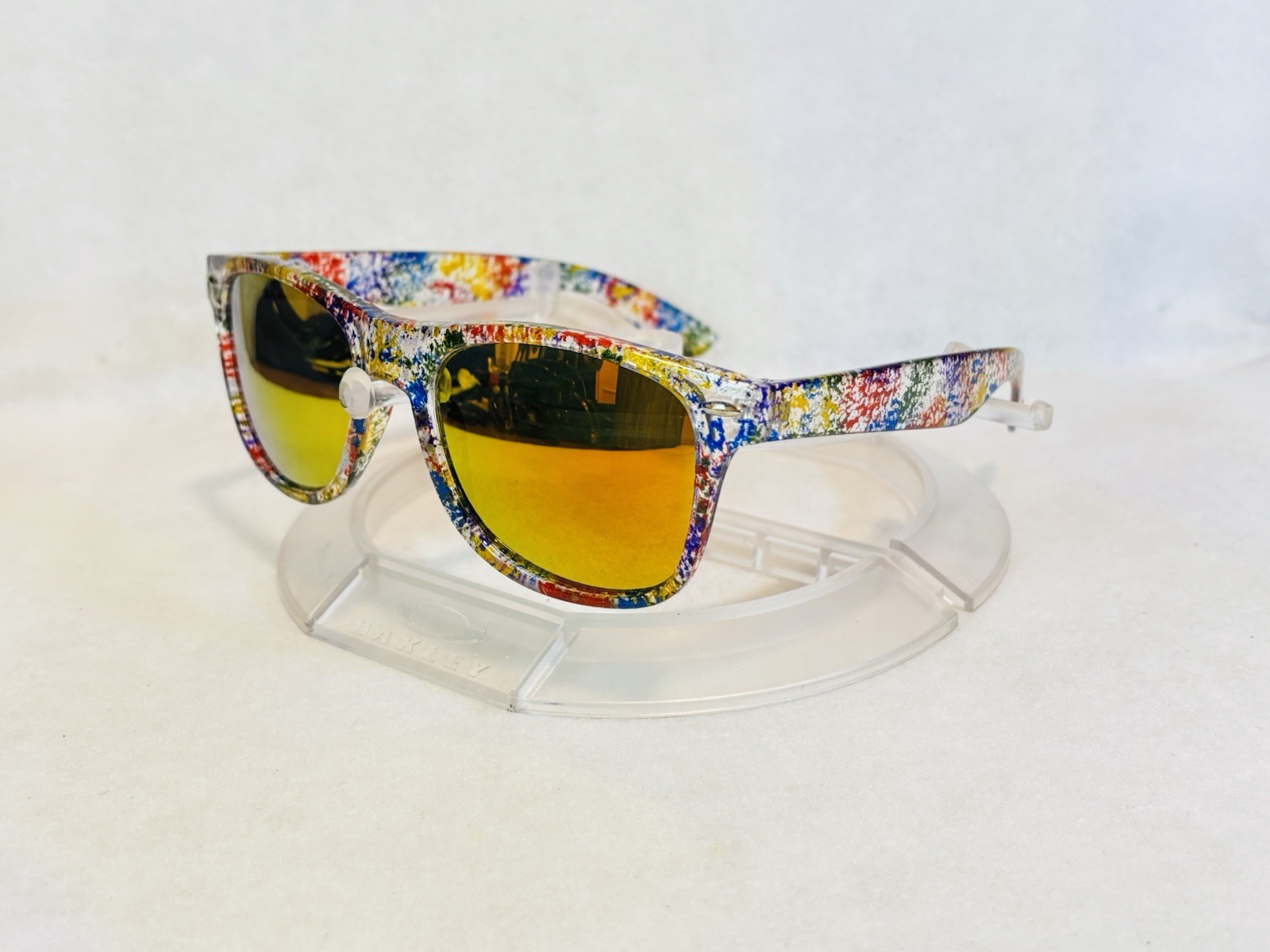 Custom PixelVivid Rainbow Metallic Marble Sunglasses with Gold Mirror Lenses