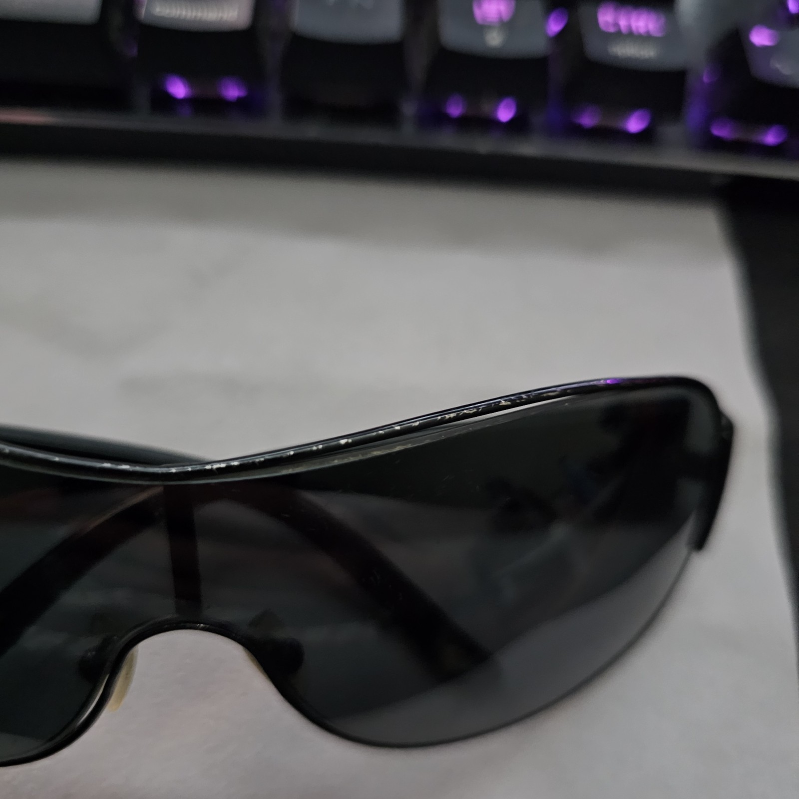 Versace Shield Sunglasses Black Frame Gray Mod 2101 1009/87 – Scuffed Lens