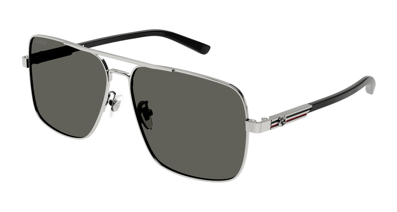 GUCCI GG1289S 001 Rectangular Metal Ruthenium Black Grey 62 mm Men’s Sunglasses