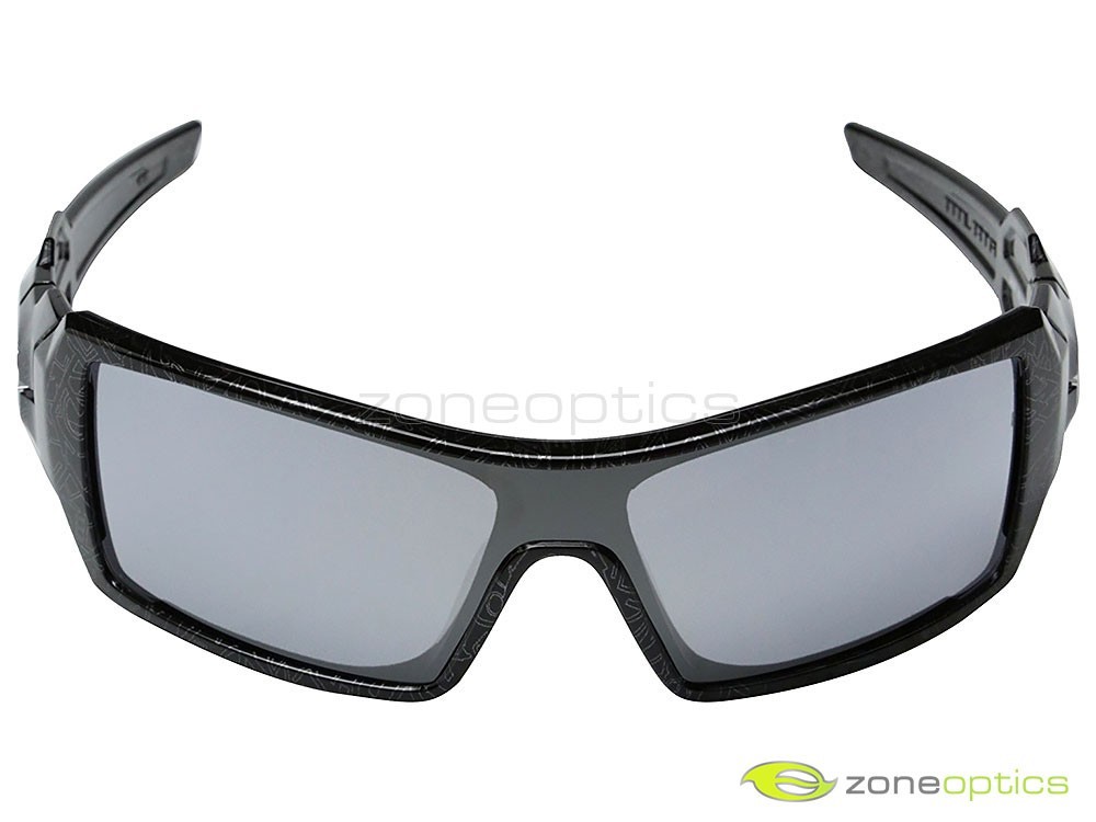 Oakley Oil Rig Sunglasses 24-058 Polished Black/Silver Ghost Text/Black Iridium
