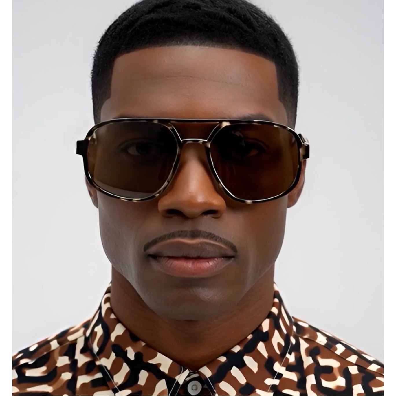 Mens Retro Sunglasses Tortoise Shell Leopard Print Brown Lens Hip Hop Rapper
