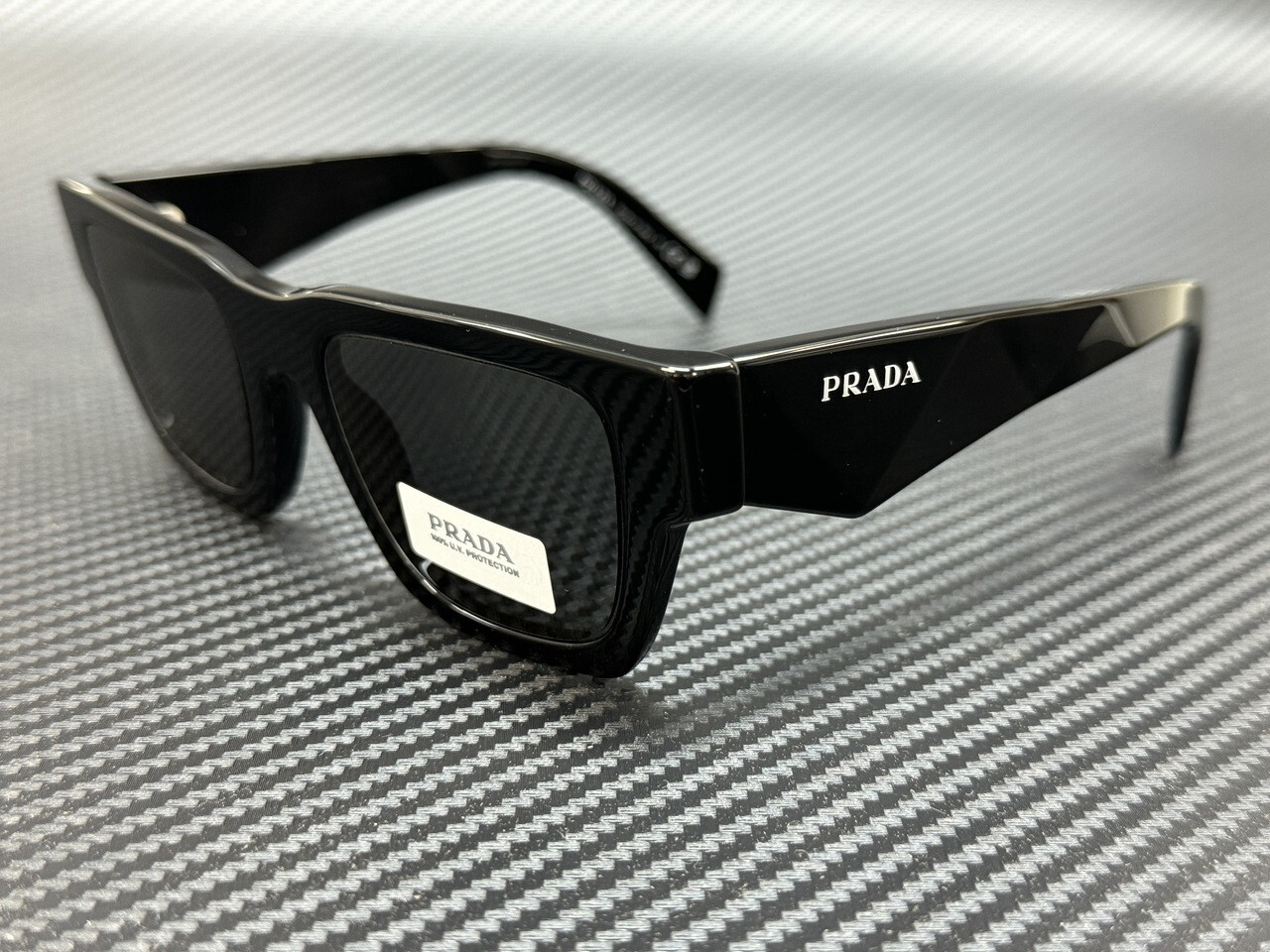 PRADA PR A06S 16K08Z Black Grey Men’s 50 mm Sunglasses