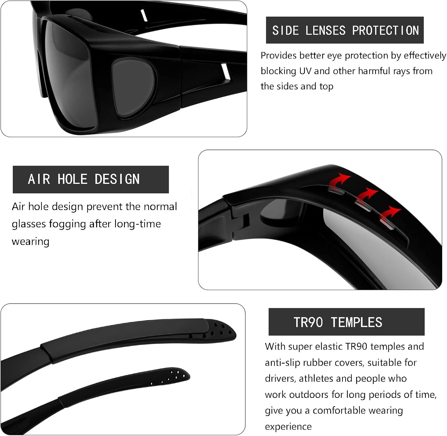 Fit Over Glasses Polarized Sunglasses for Men Women with UV400 Protection Wra…