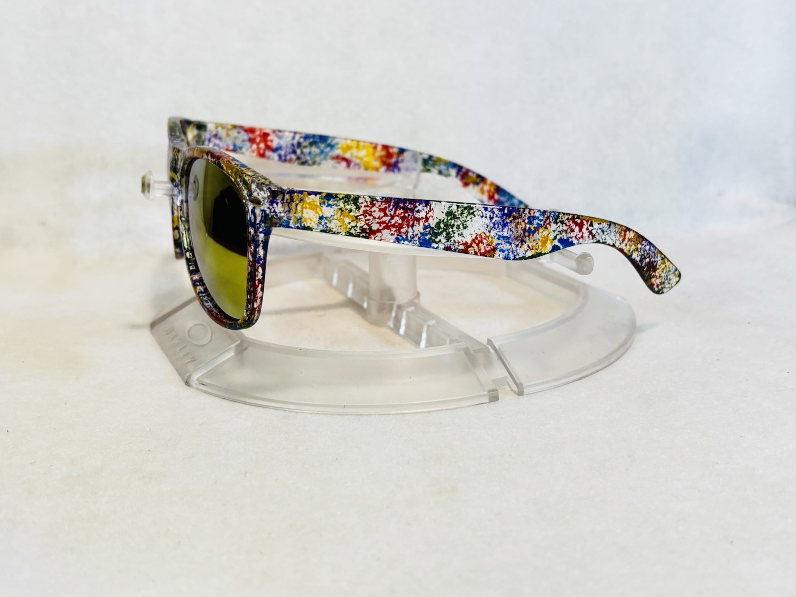 Custom PixelVivid Rainbow Metallic Marble Sunglasses with Gold Mirror Lenses