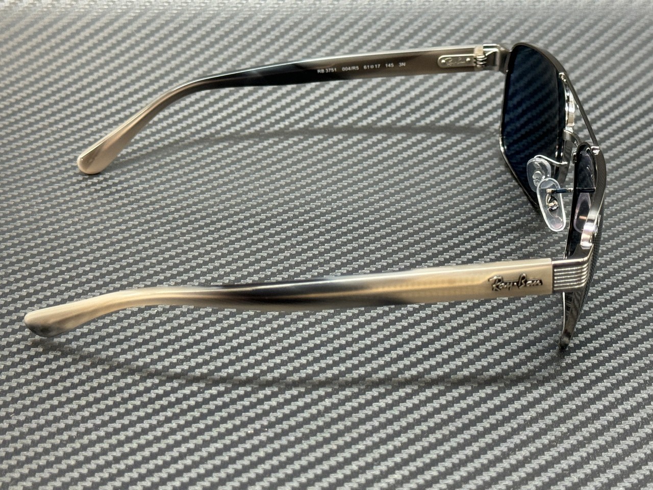 RAY BAN RB3751 004 R5 Gunmetal Blue Unisex 61 mm Sunglasses