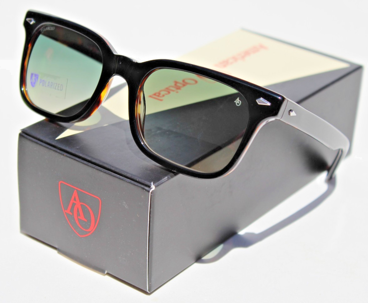AMERICAN OPTICAL Tournament POLARIZED Sunglasses Black Tortoise/Green ST EGN-P