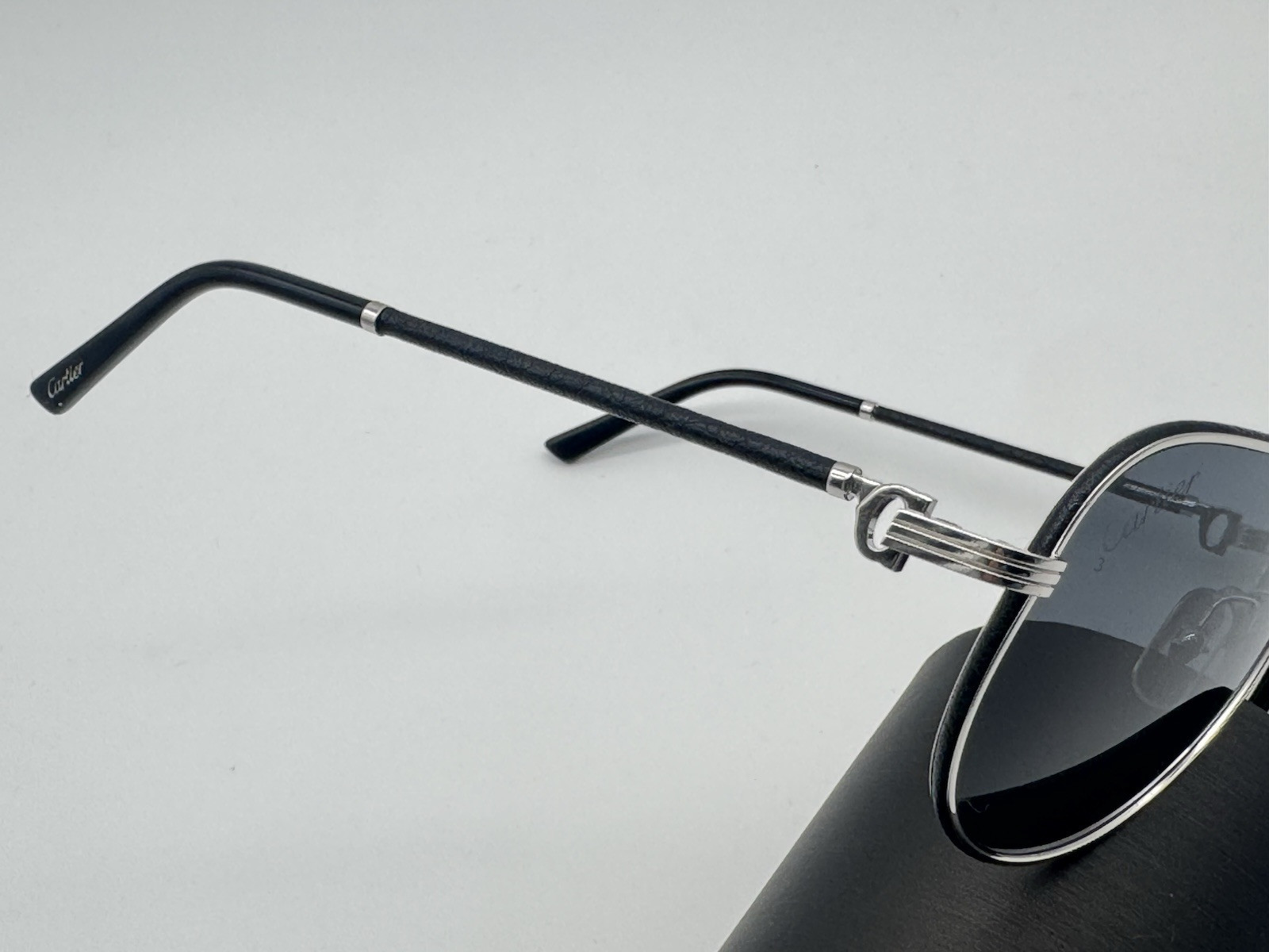 PREMIERE C DE CARTIER BLACK LEATHER SPECIAL ED SUNGLASSES NEW 100% GENUINE $2900
