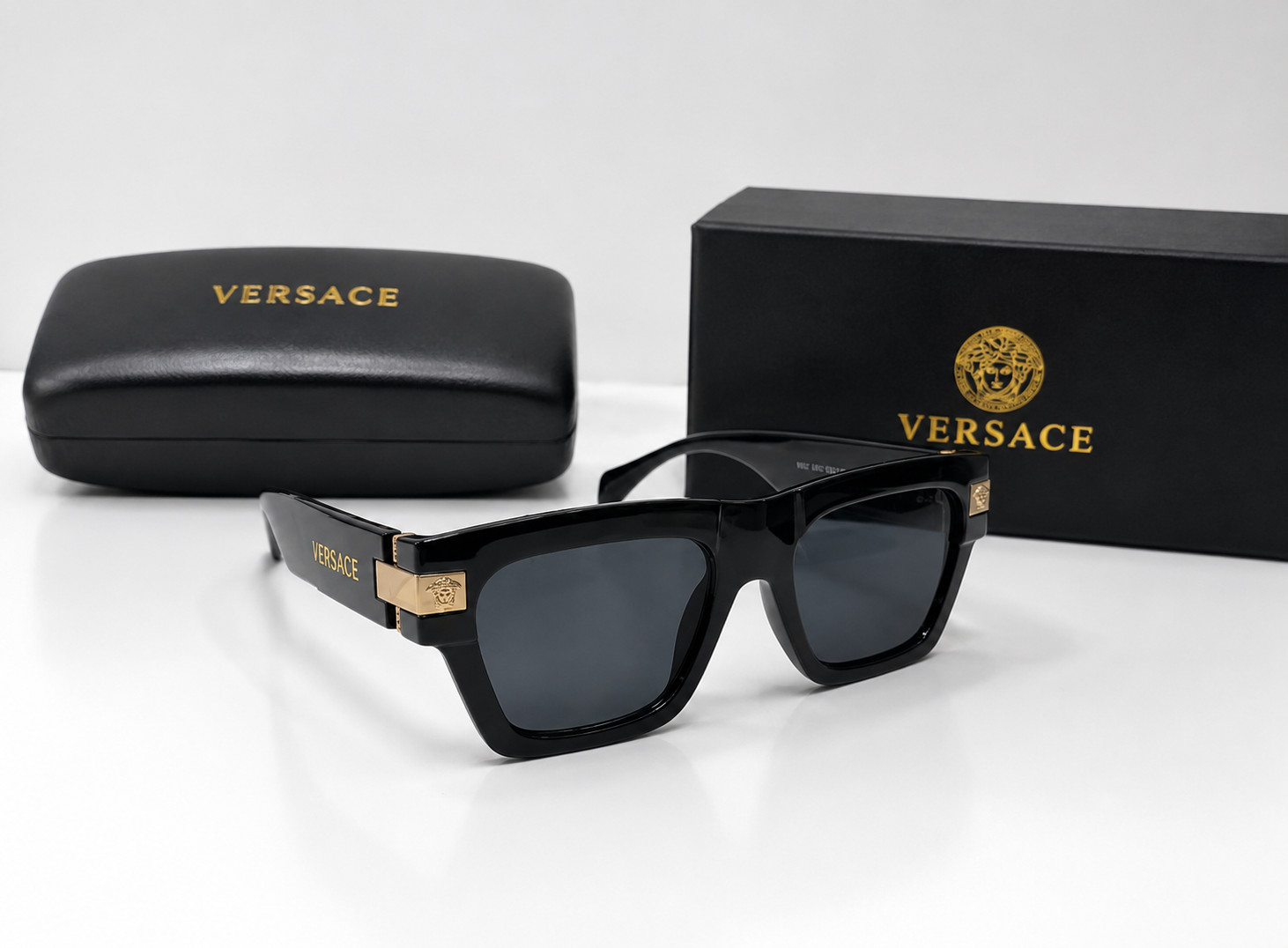 VERSACE VE4464 Black Grey Men’s 55 mm Sunglasses new in box