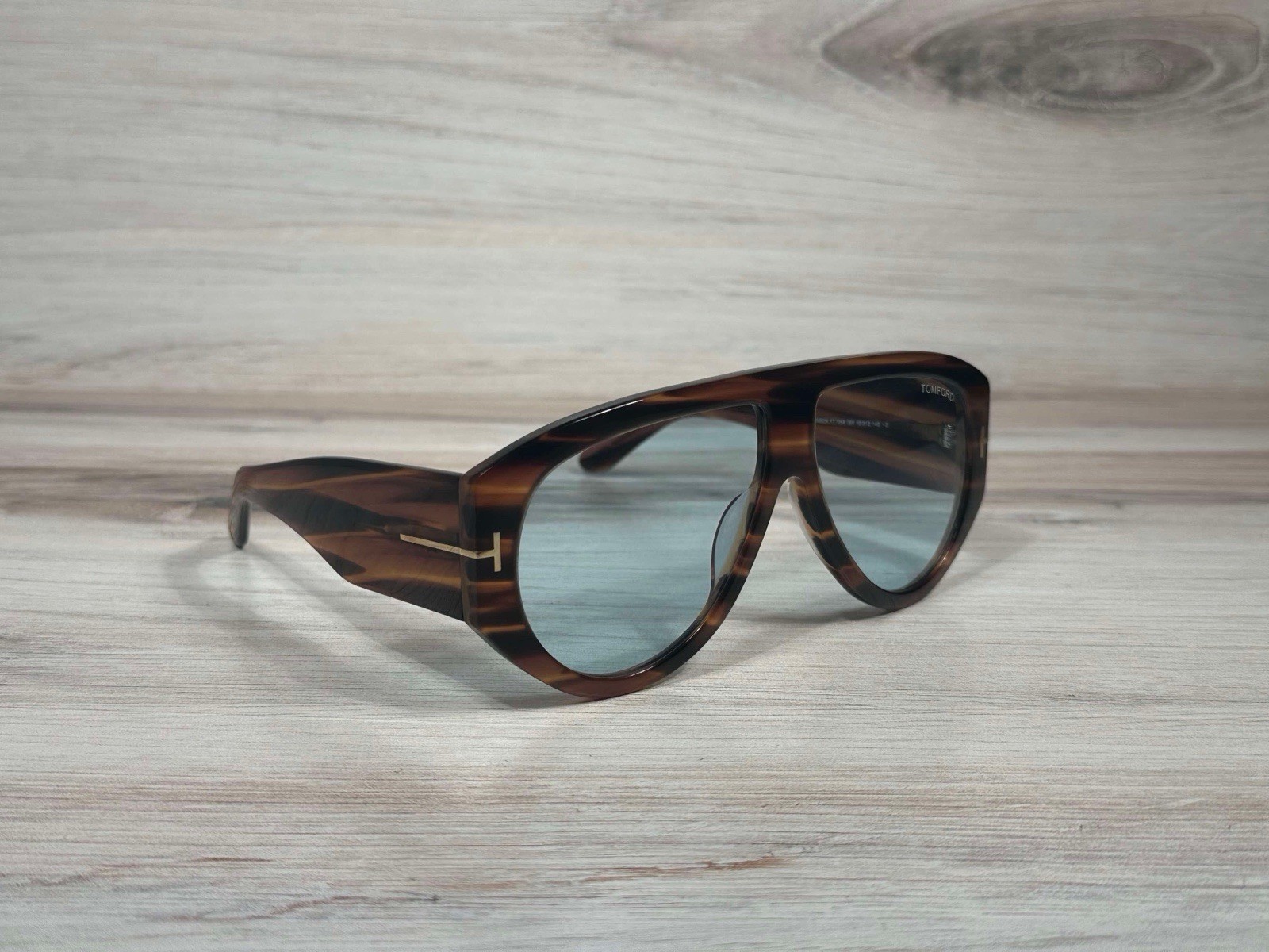 Tom Ford Bronson Striped Brown With Blue Lens TF 1044 – Ships Now!