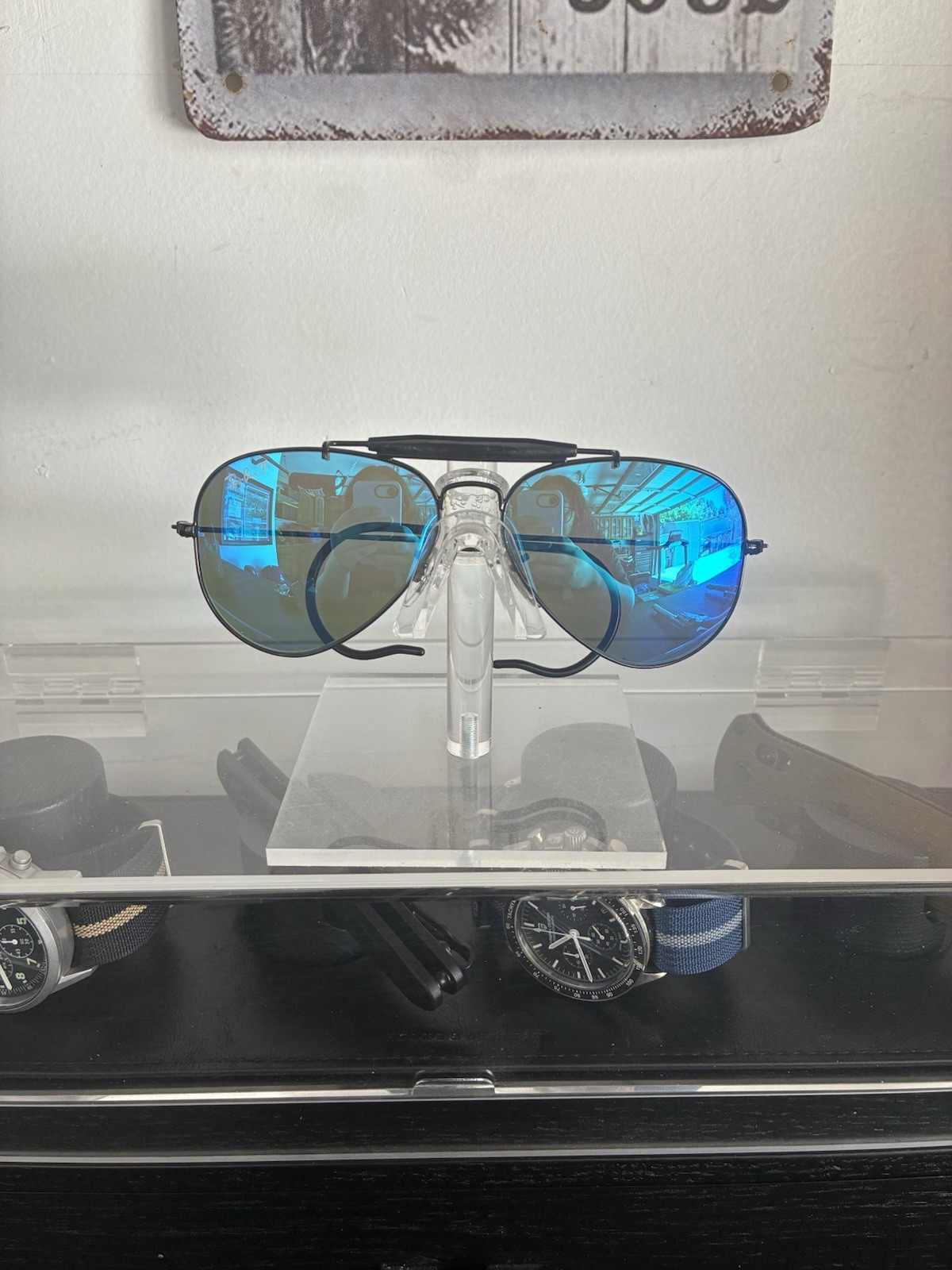 Ray-Ban RB3030 Outdoorsman L9500 Sunglasses Black Frames, 58-14, Polarized Blue