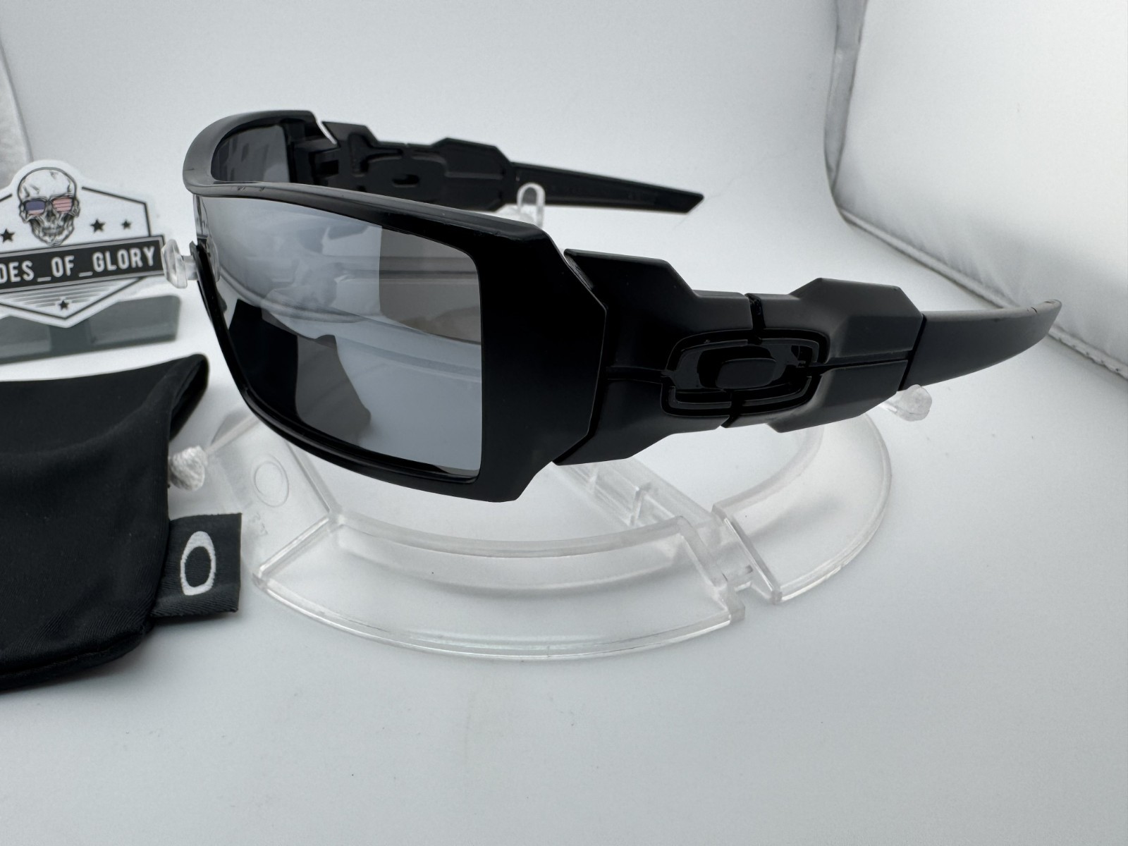 OAKLEY OIL RIG MATTE BLACK W/ SILVER AFTERMARKET POLARIZED SUNGLASSES 03-464 9