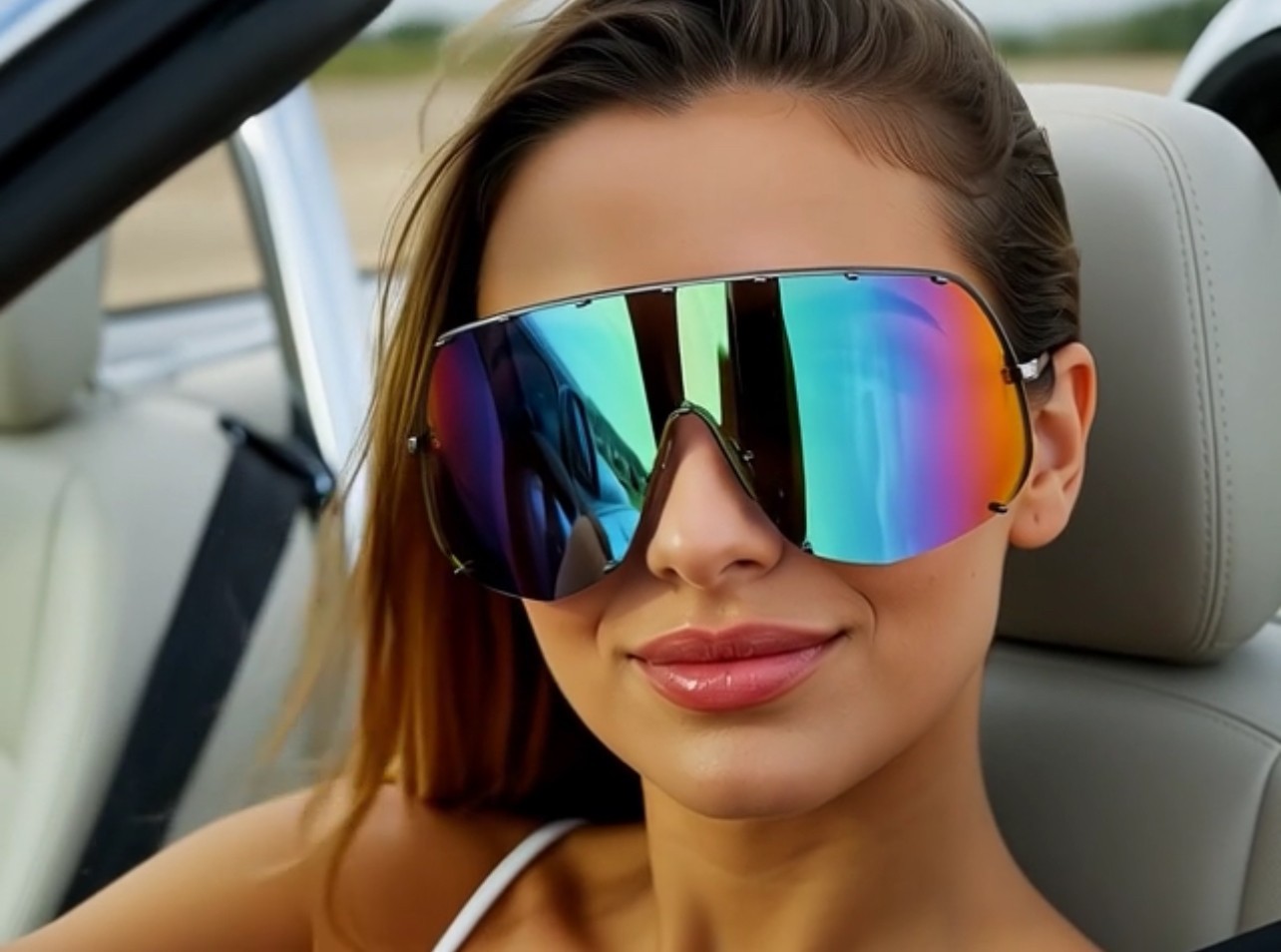 Fashion Oversized Luxury Sunglasses for Women Men One-piece Lens Frame Uv400 New