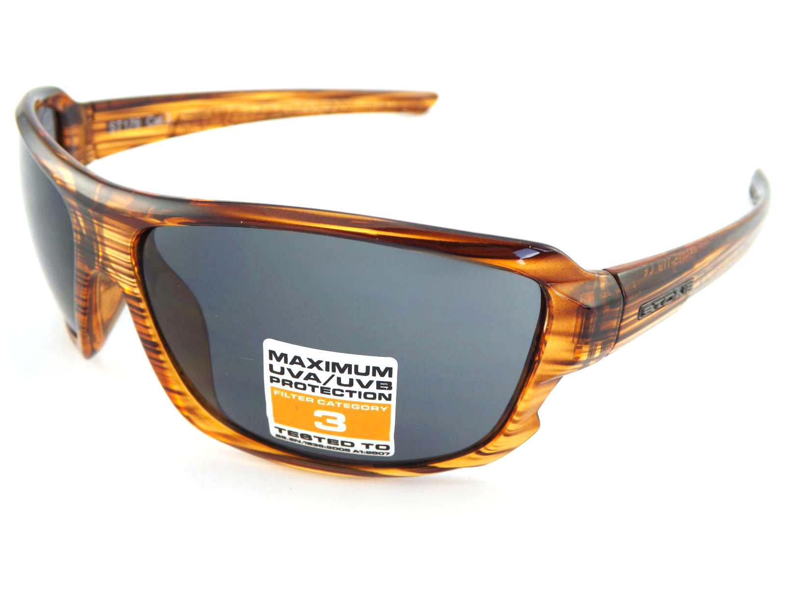 Stone Sunglasses Wrap Crystal Lined Brown with Dark Grey CAT.3 Lenses ST176