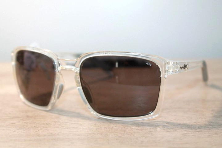 WILEY X SUNGLASSES ALFA GLOSS CLEAR CRYSTAL FRAME W/ GREY LENS Z87-2+ 56-18-135
