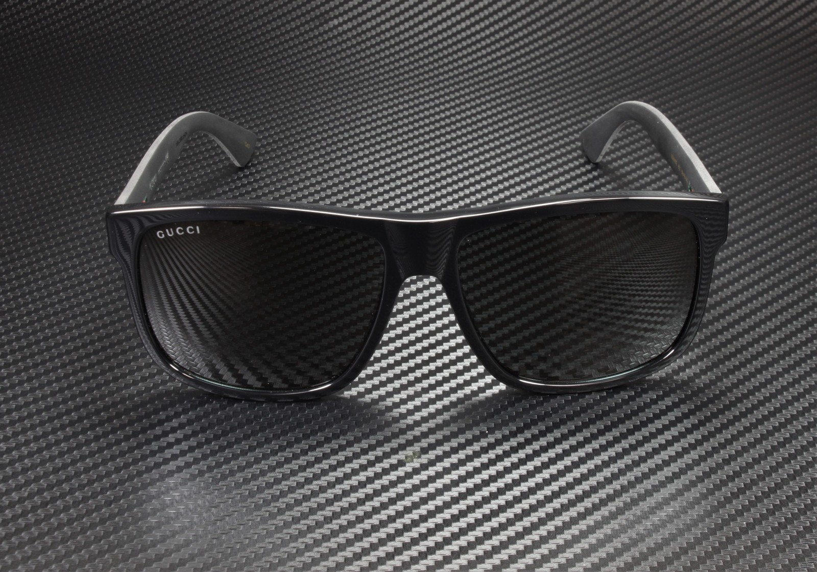 GUCCI GG0010S 001 Rectangular Square Black Grey 58 mm Men’s Sunglasses