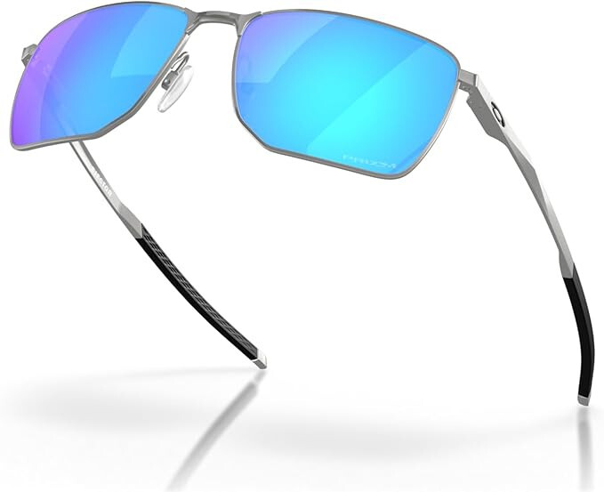 Oakley Men’s OO4142 Ejector Rectangular Sunglasses, Satin Chrome/Prizm Sapphire