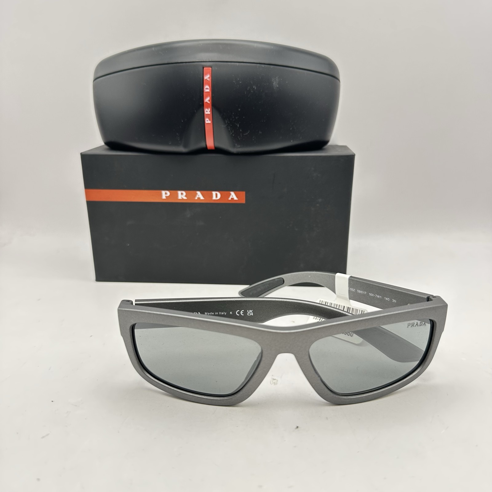 Prada Linea Rossa Mens Irregular Full Rim Mirror Sunglasses SPS05Z Gray/Silver