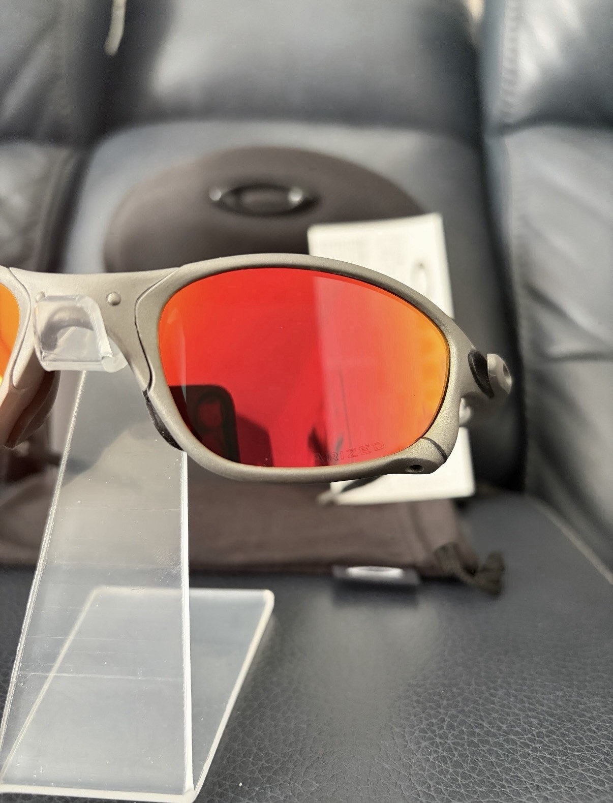 Vintage Oakley Juliet 1.0 X-Metal Polarized Sunglasses Silver Frames