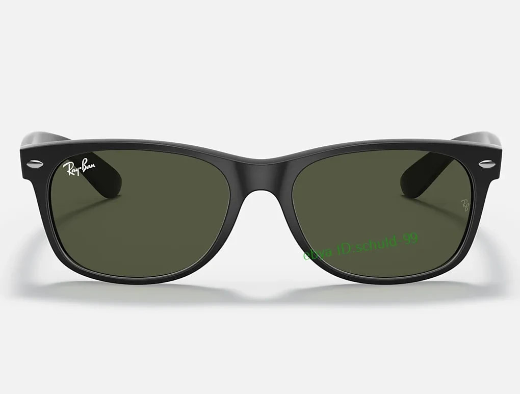 Ray-Ban New Wayfarer RB2132 Sunglasses 55mm Matte Black/Green Lens G-15