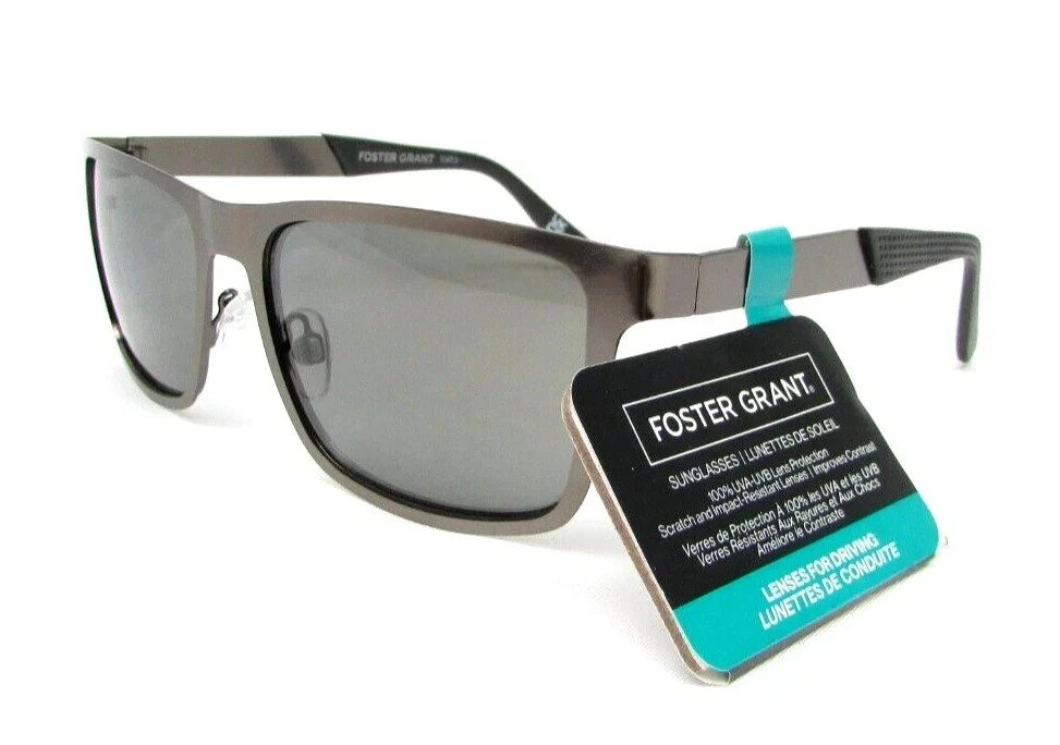 Foster Grant VINCE Gunmetal Scratch & Impact Lenses with Free Micro Soft Pouch