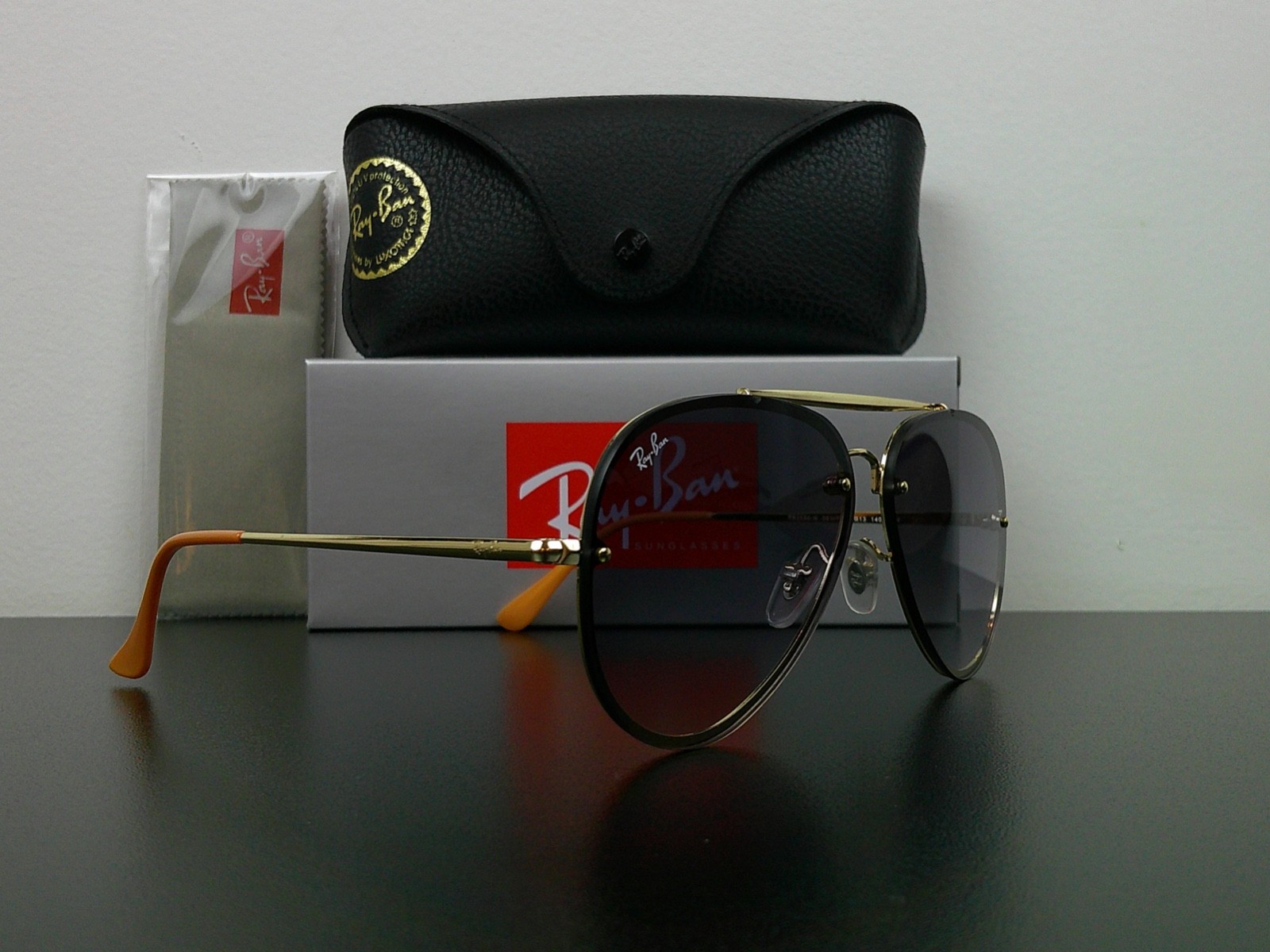 Ray-Ban RB3584N Blaze Aviator Sunglasses Gold Gradient 61mm Never Worn