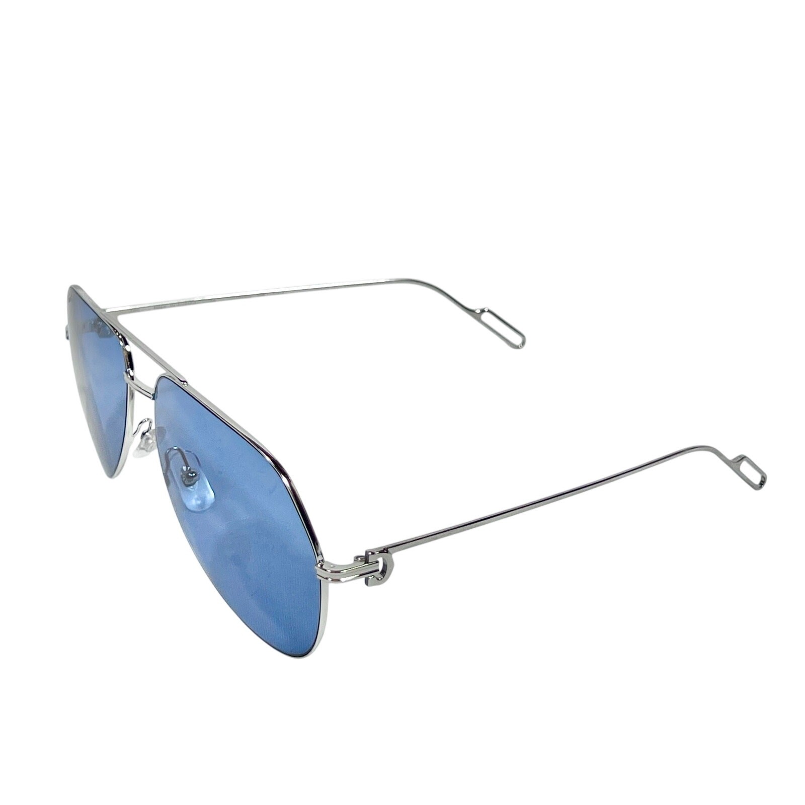 Cartier Aviator Sunglasses Silver Frame Blue Lenses 62-14 CT0110S 006 NEW